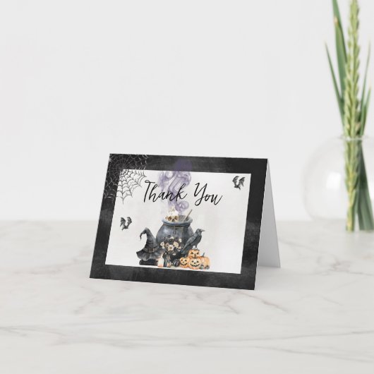 ウィッチコールドロンベビーが赤ちゃんシャワーを醸造している サンキューカード (正面)