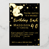 ウィッチシルエット誕生日 箔招待状 (正面)