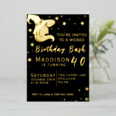 ウィッチシルエット誕生日 箔招待状 (立ち正面)