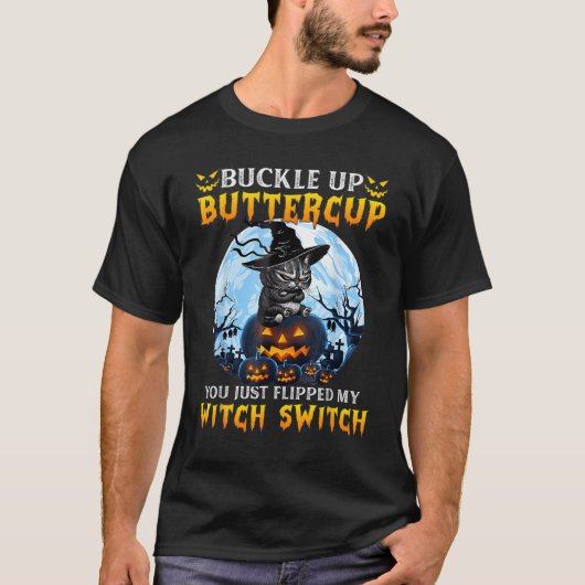 ウィッチスイッチを押したね! 怖い魔女の帽子 C Tシャツ (正面)