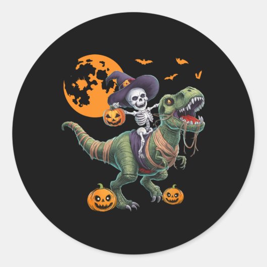 ウィッチスケルトンのティラノサウルスハロウィンFun ラウンドシール (正面)