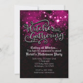ウィッチズギャザリングピンク&ブラックダマスク招待状 招待状 (正面)