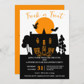 ウィッチズトリックまたはトリートハローウィンパーティ 招待状 (正面/裏面)