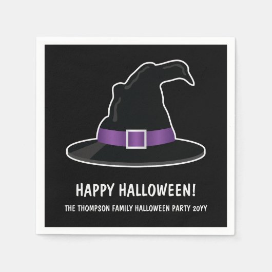 ウィッチズハットパープル詳細ハッピーハローウィン スタンダードカクテルナプキン (正面)