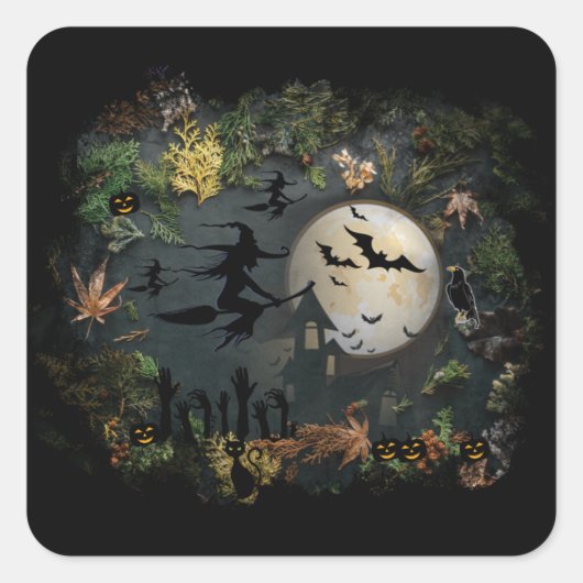 ウィッチズパーティー夜 スクエアシール (正面)