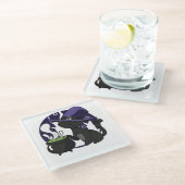 ウィッチズブラック猫かわいいハロウィーン ガラスコースター (アングル)