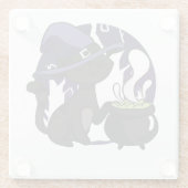 ウィッチズブラック猫かわいいハロウィーン ガラスコースター (裏面)