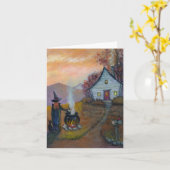 ウィッチズ夕べハロウィーンノートカード カード (黄色い花)
