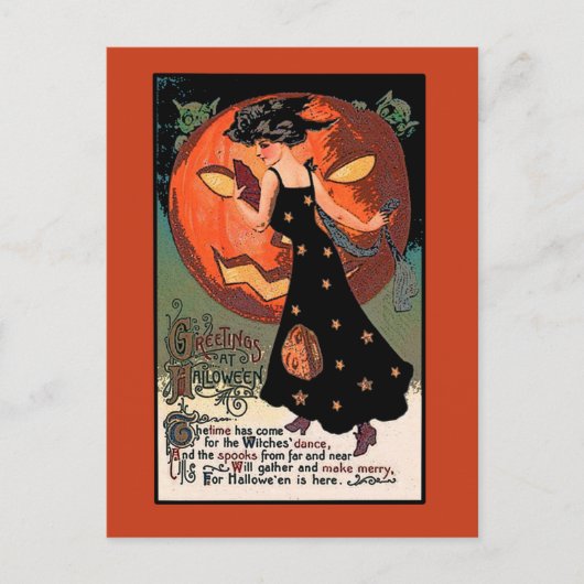 ウィッチダンスハロウィーンのグリーティングカード ポストカード (正面)