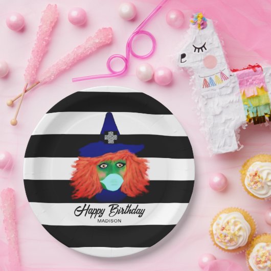 ウィッチテーマハロウィーン誕生日シックパーソナライズされた ペーパープレート (パーティー)