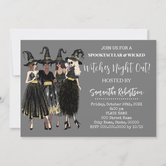 ウィッチナイトアウトハロウィーンアダルトパーティー 招待状 (正面)