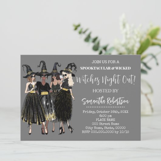 ウィッチナイトアウトハロウィーンアダルトパーティー 招待状 (スタンド正面)