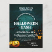 ウィッチハウスカボンプキンスフルムーンハロウィン招待状 ポストカード (正面)