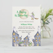 ウィッチハウスカルドロンベビーは醸造シャワー 招待状 (スタンド正面)