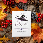 ウィッチハットこうもりミニマルハローウィンパーティ 招待状