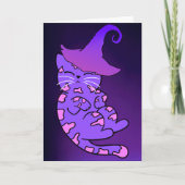 ウィッチハットでかわいい紫の子猫 カード (正面)