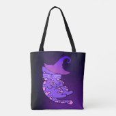 ウィッチハットでかわいい紫の子猫 トートバッグ (裏面)