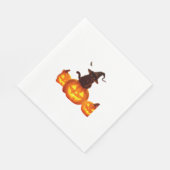 ウィッチハットとこうもり&カボチャの可愛い黒猫 – H スタンダードランチョンナプキン (角)