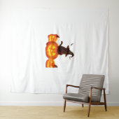 ウィッチハットとこうもり&カボチャの可愛い黒猫 – H タペストリー (インサイチュ(横))