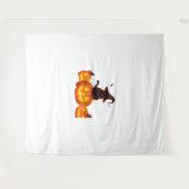 ウィッチハットとこうもり&カボチャの可愛い黒猫 – H タペストリー (正面(横))