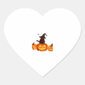 ウィッチハットとこうもり&カボチャの可愛い黒猫 – H ハートシール (正面)