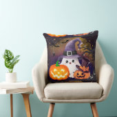 ウィッチハットとカボチャの可愛いハロウィーン幽霊 クッション (椅子)