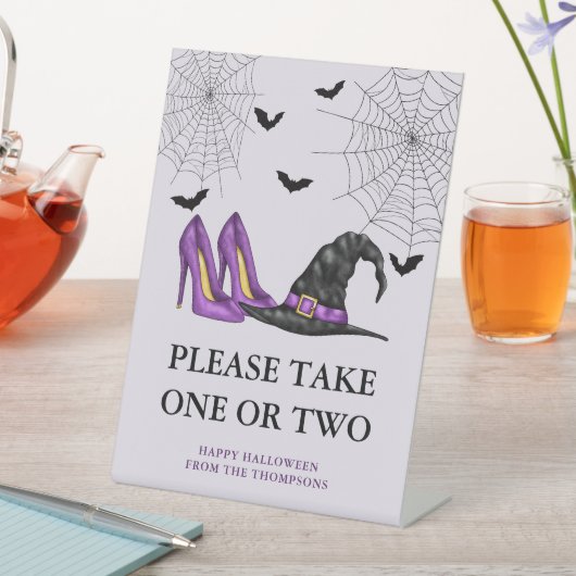 ウィッチハットとシューズハロウィンキャンディボウル注 台座サイン (インサイチュ)