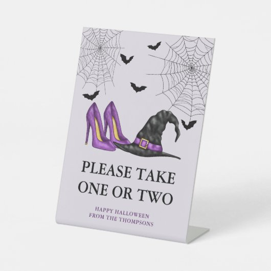 ウィッチハットとシューズハロウィンキャンディボウル注 台座サイン (正面)