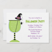 ウィッチハットとスパイダーハロウィーンカクテルパーティー 招待状 (正面)