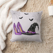 ウィッチハットとパープルシューズお洒落ハロウィーン クッション (ブランケット)