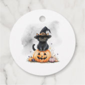 ウィッチハットと可愛いハロウィーンメッセージカード、カボチャ フェイバータグ (裏面)