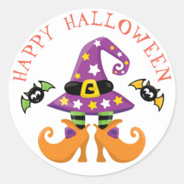 ウィッチハットと足ハロウィーン ラウンドシール