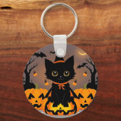 ウィッチハットに可愛らしい黒い子猫 キーホルダー (裏面)