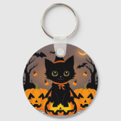 ウィッチハットに可愛らしい黒い子猫 キーホルダー (裏面)