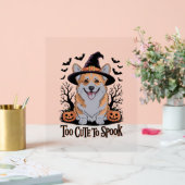 ウィッチハットの可愛いハロウィーンコーギ アクリルサイン (ウェディング)