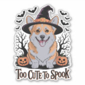 ウィッチハットの可愛いハロウィーンコーギ シール (正面)