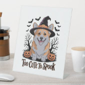 ウィッチハットの可愛いハロウィーンコーギ 台座サイン (インサイチュ)