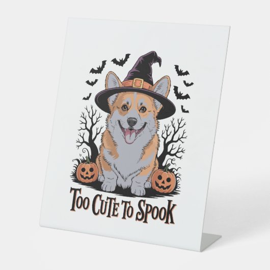 ウィッチハットの可愛いハロウィーンコーギ 台座サイン (正面)