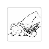 ウィッチハットアートスタンプ付き猫 ラバースタンプ (インプリント)