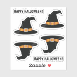 ウィッチハットオレンジウィッチズハットハッピーハローウィン文字 シール