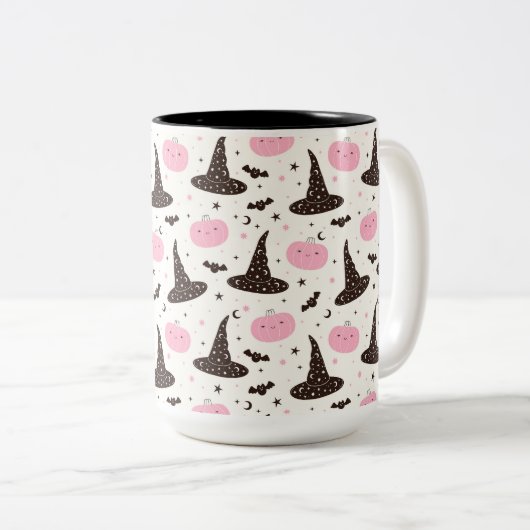 ウィッチハットカボンプキンスとこうもり ツートーンマグカップ (正面右)