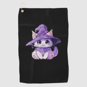 ウィッチハットガールズハロウィンのかわいい子猫ネコ ゴルフタオル