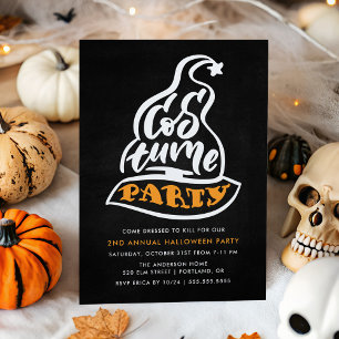 ウィッチハットタイポグラフィハロウィンパーティー 招待状