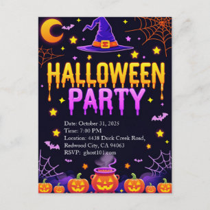 ウィッチハットハロウィンパーティー ポストカード