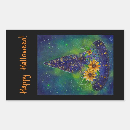 ウィッチハットハロウィーンキャンディバッグ 長方形シール (正面)