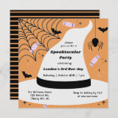 ウィッチハットハロウィーンニーイヤー誕生日招待状 招待状 (正面/裏面)