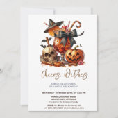 ウィッチハットパンプキンスカルハローウィンパーティ招待状 招待状 (正面)