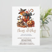 ウィッチハットパンプキンスカルハローウィンパーティ招待状 招待状 (スタンド正面)