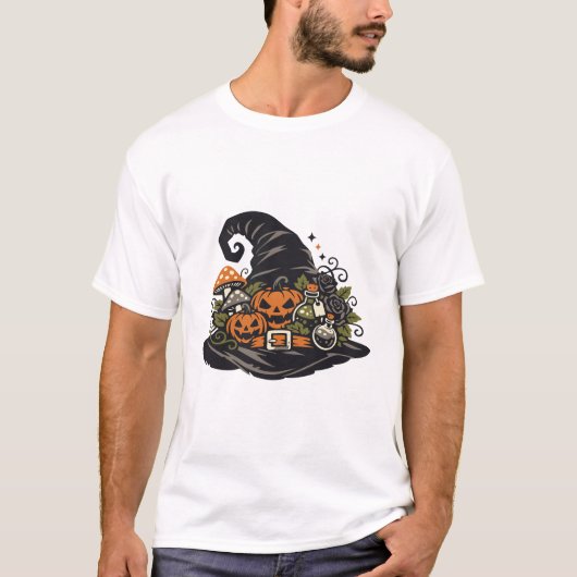 ウィッチハットパンプキンハロウィン Tシャツ (正面)
