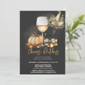 ウィッチハットパンプキンボウワイングラスハローウィンパーティ 招待状 (スタンド正面)